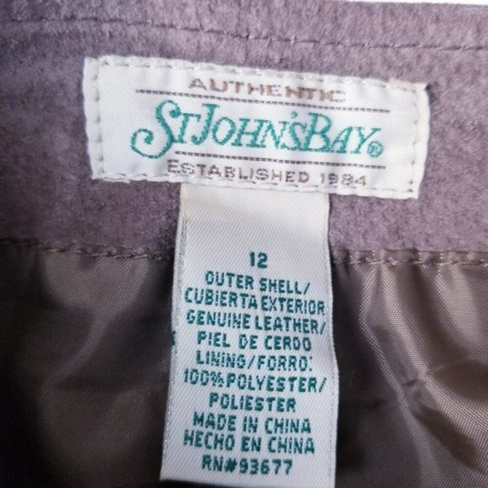 St. John's Bay Women 12 Brown Genuine Leather Suede Fully Lined Back Zip Skirt - Picture 5 of 9
